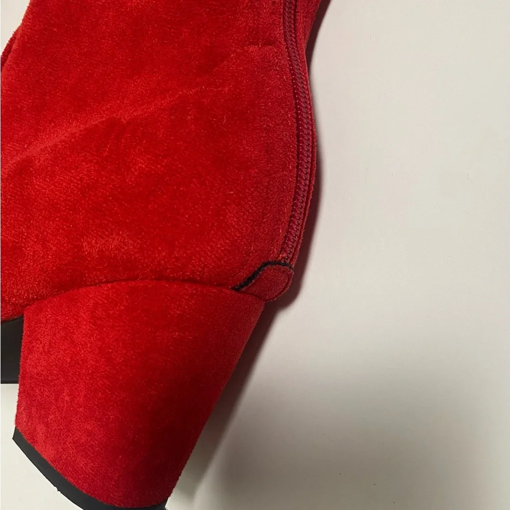 Thigh High Block  Women Pointed Toe Stretch Over The Knee Red  Boots Size 8 - Picture 5 of 8
